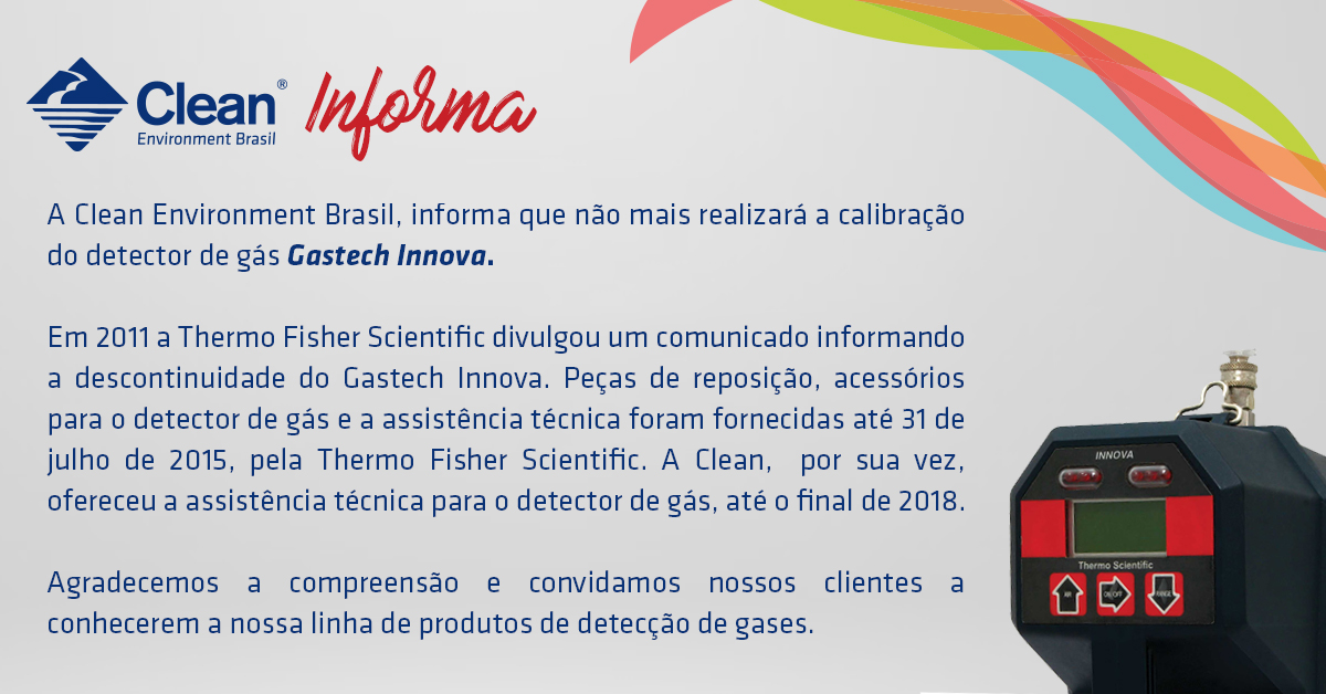 Comunicado importante sobre o detector de gás, Gastech Innova.